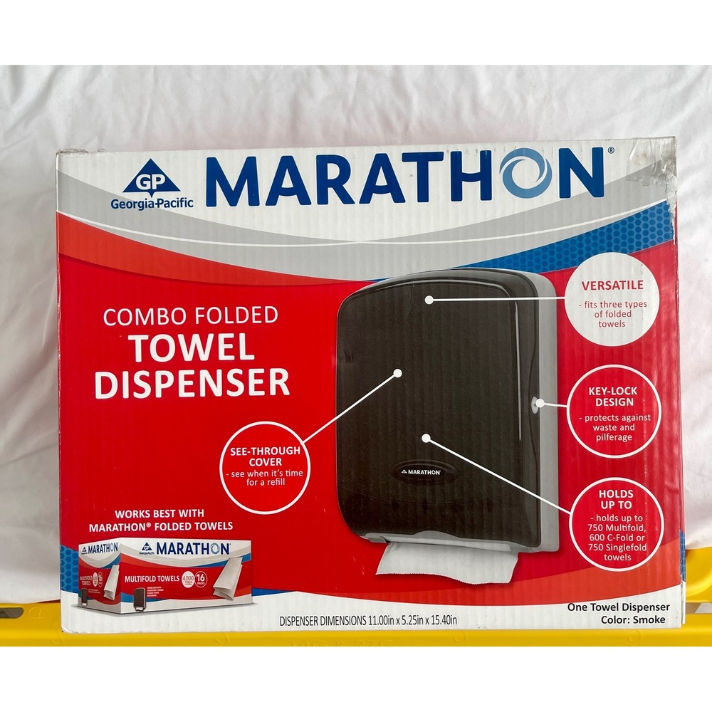 Georgia-Pacific Marathon Combo Folded Towel Dispenser Smoke 6402014 NEW in BOX